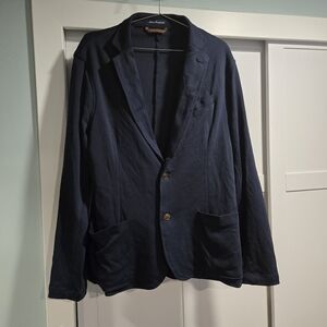 Lands End Men's Ponte Knit Sport Blazer Radiant Navy Size Large EUC Grandpacore